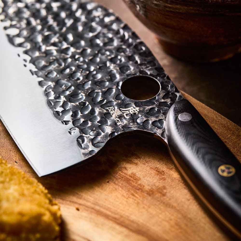 Baccarat KUROI KIBA Moon Knife 17.5cm detail image of blade at Robins Kitchen