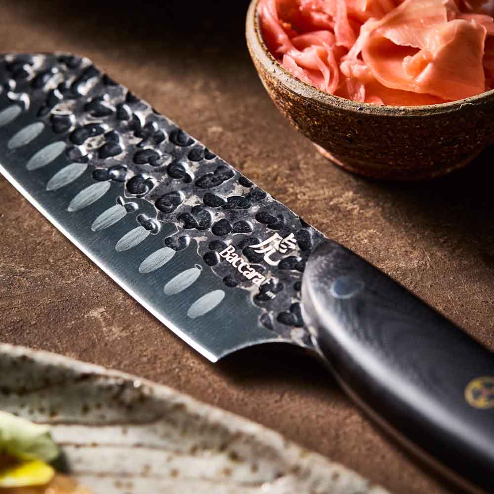  Baccarat KUROI KIBA Santoku Knife 14cm detail image at Robins Kitchen