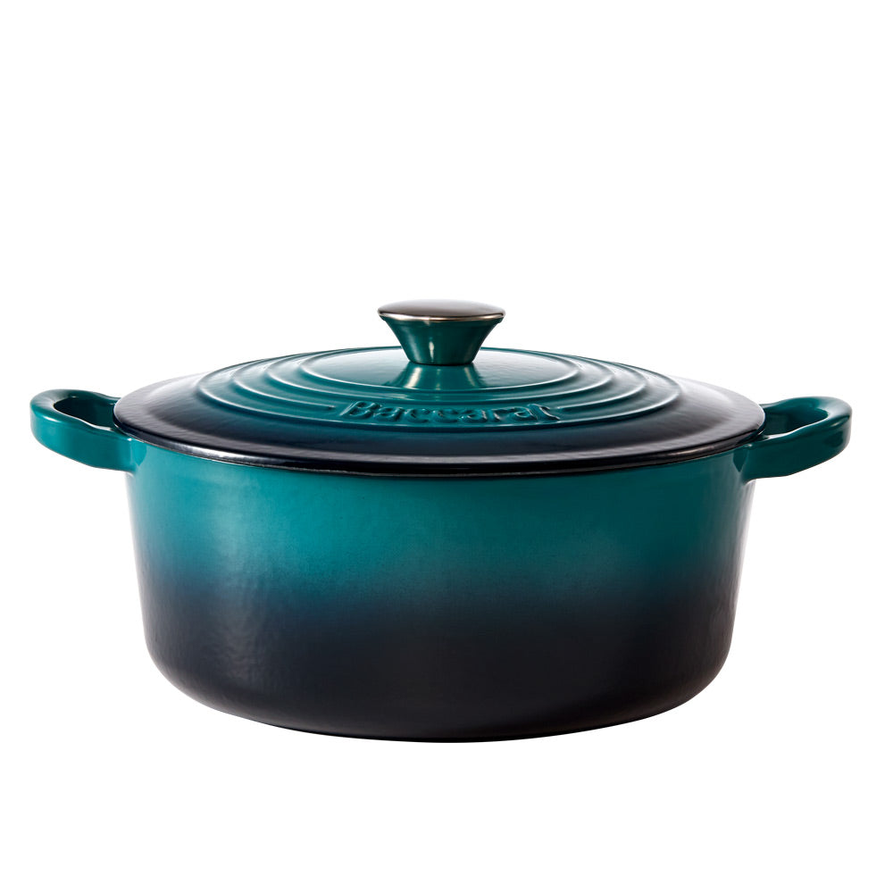 Baccarat Le Connoisseur Cast Iron Round French Oven 3.9L Lagoon Blue at Robins Kitchen