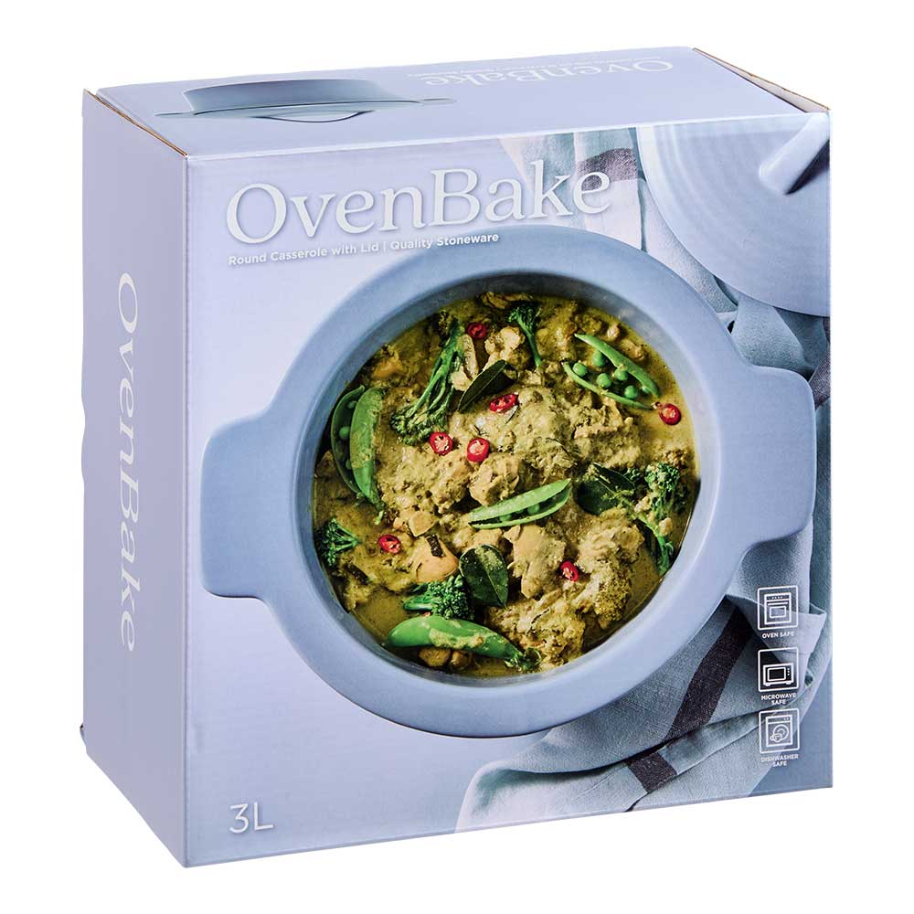 OvenBake Casserole Dish with Lid 3L Powder Blue at Robins Kitchen