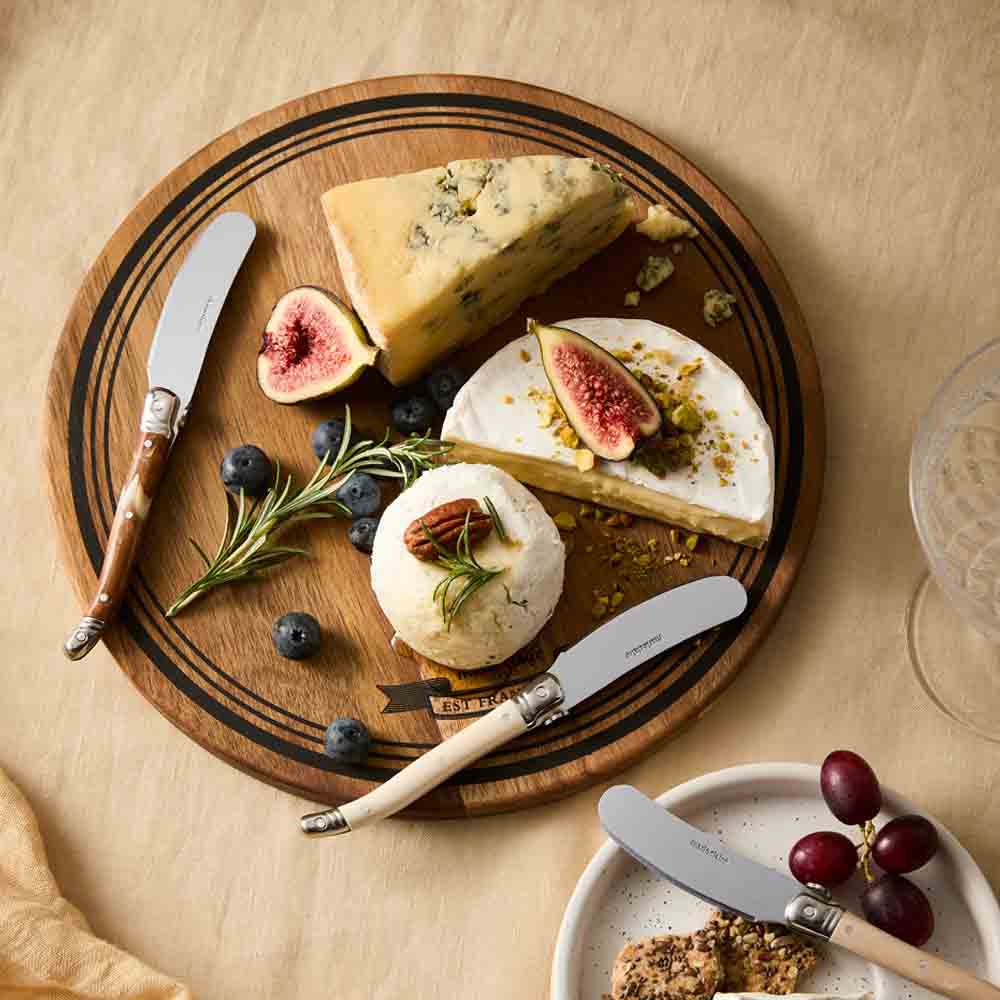 Set of 3 Mini Pate Knives on a cheese board - Robins kitchen