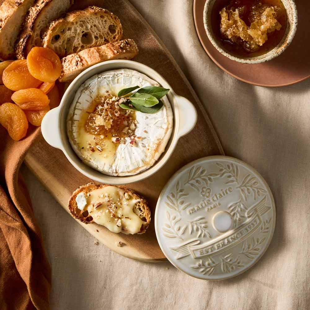 Camembert Baker with baked camembert, fruit, and honey - Robins Kitchen