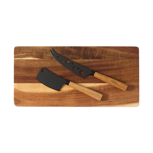 Alex Liddy Slate & Co Acacia Serving Board with Set of 2 Cheese Knives - Robins Kitchen