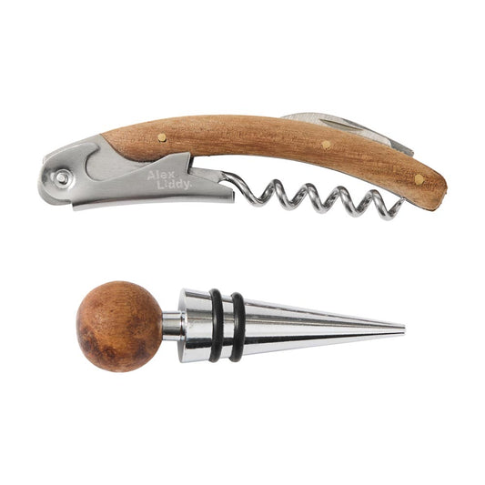 Alex Liddy Slate & Co Wood Bottle Opener and Bottle Stopper Set - Robins Kitchen