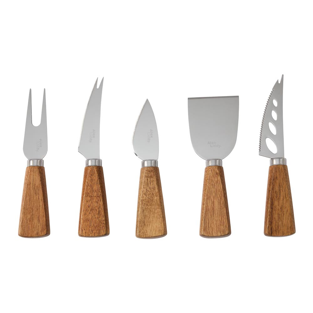 Alex Liddy Slate & Co Set of 5 Acacia Wood Cheese Knives - Robins Kitchen