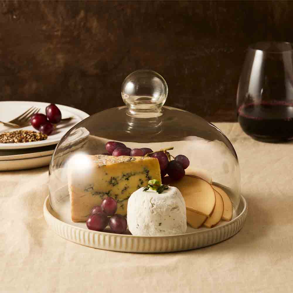 20cm stoneware Cheese Dome  with cheese and fruit - Robins Kitchen