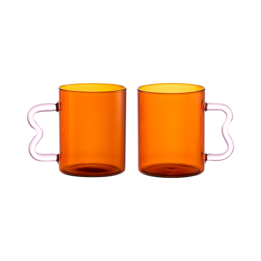 Alex Liddy Prisma Set of 2 Glass Mugs 350ml Amber - Robins Kitchen