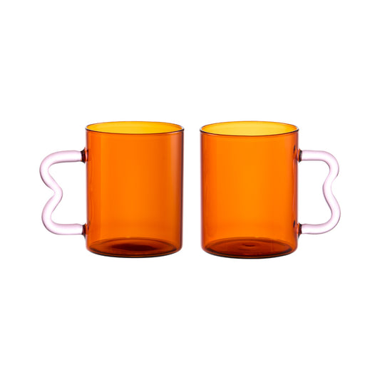 Alex Liddy Prisma Set of 2 Glass Mugs 350ml Amber - Robins Kitchen