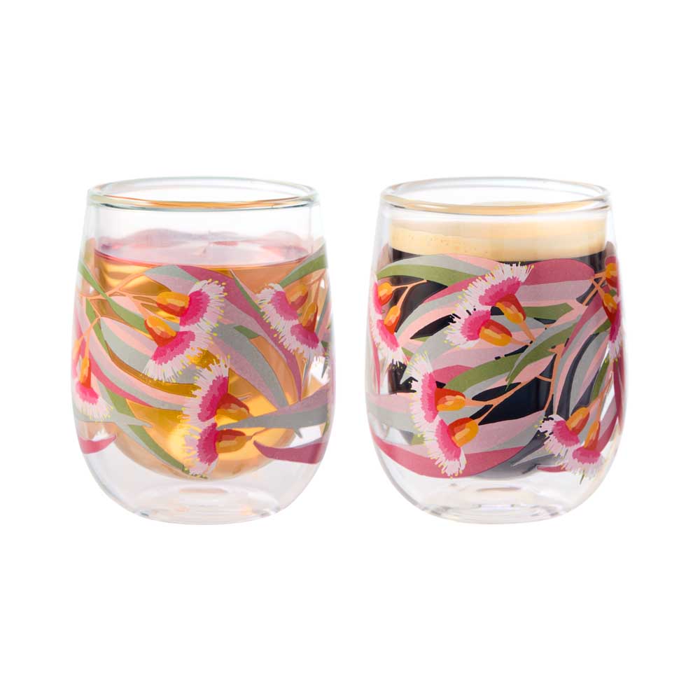Set of 2 Double Walled Glasses with tea and coffee - Robins Kitchen