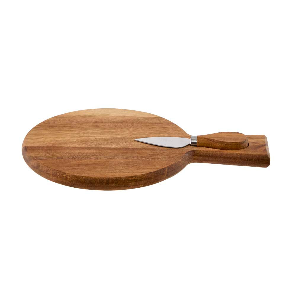 Alex Liddy Acacia Round Board and Cheese Knife Set - Robins Kitchen