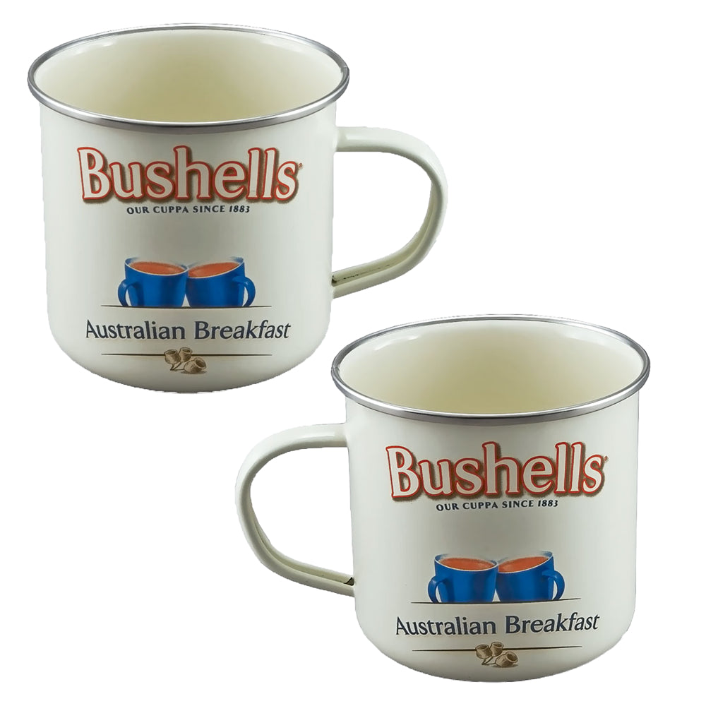 Rojo Bushells Tea Enamel Mug 2 Piece Set 450ml Cream
