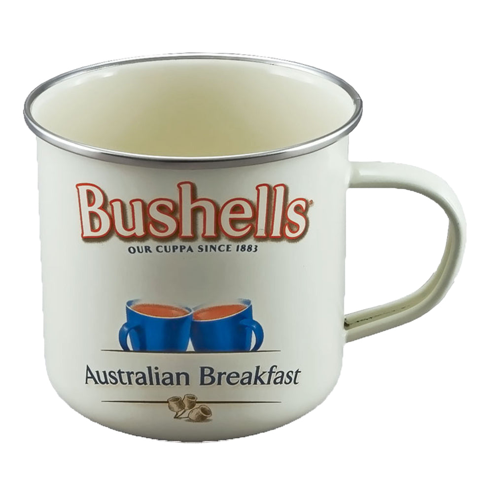 Rojo Bushells Tea Enamel Mug 2 Piece Set 450ml Cream