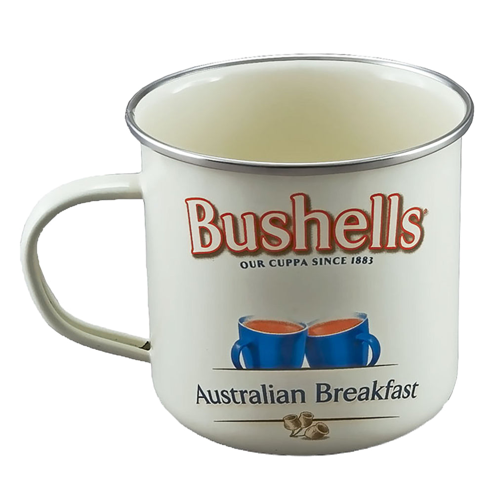 Rojo Bushells Tea Enamel Mug 2 Piece Set 450ml Cream
