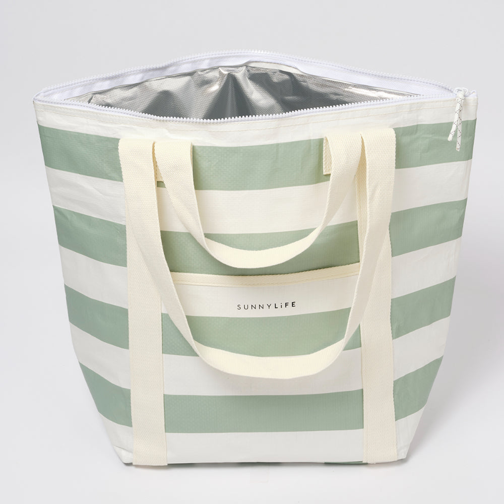 SUNNYLiFE Light Cooler Tote Sage Stripe