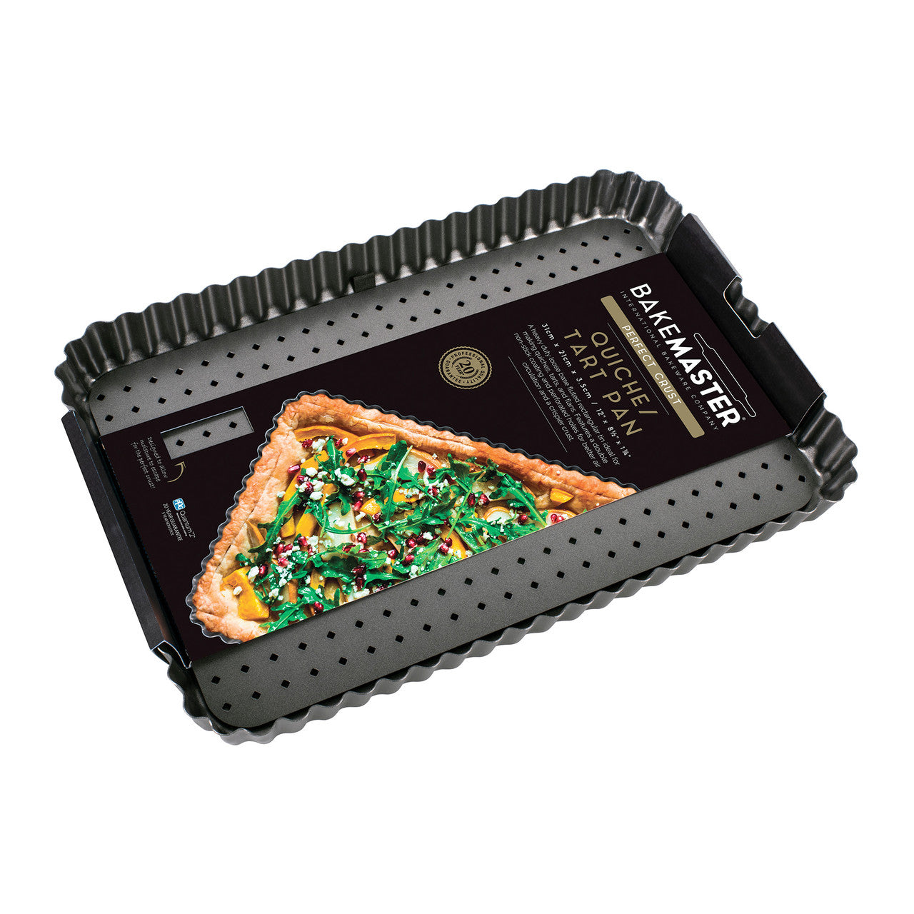 Bakemaster Perfect Crust Loose Base Rectangular Quiche Pan 31x21cm