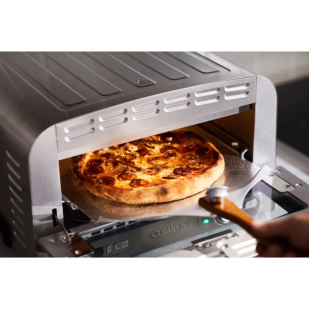 Pizza being removed from Indoor Pizza Oven - Robins Kitchen