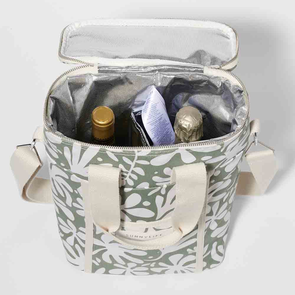 SUNNYLiFE Canvas Drinks Cooler Bag The Vacay Olive