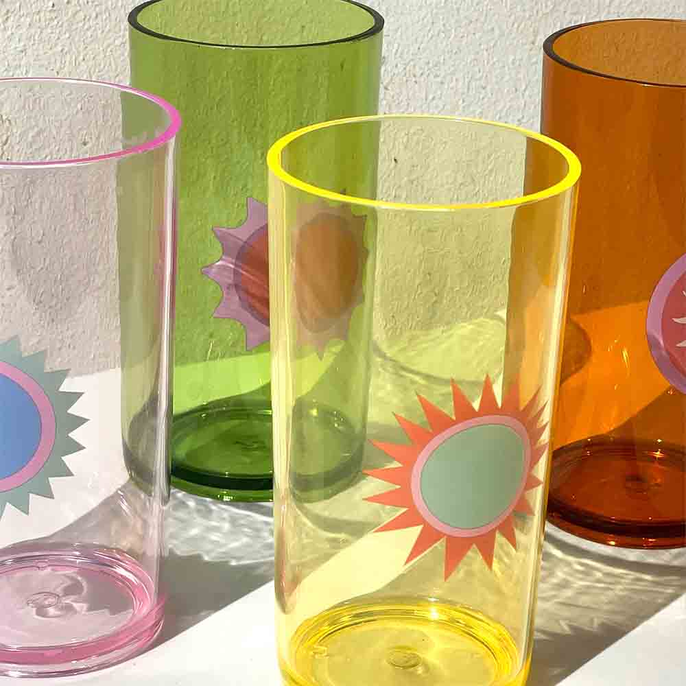 SUNNYLiFE Poolside Tall Tumbler Rio Sun Multi Set of 4