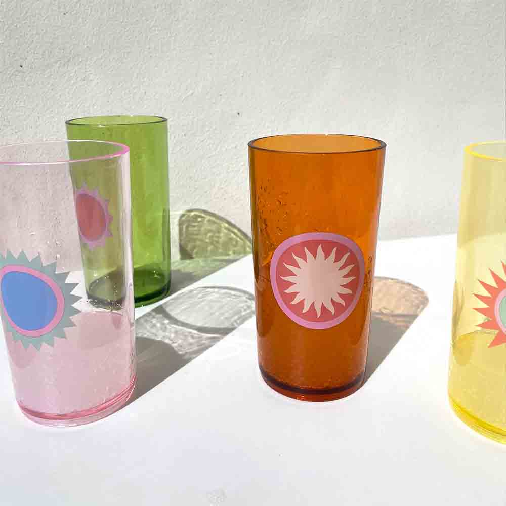 SUNNYLiFE Poolside Tall Tumbler Rio Sun Multi Set of 4