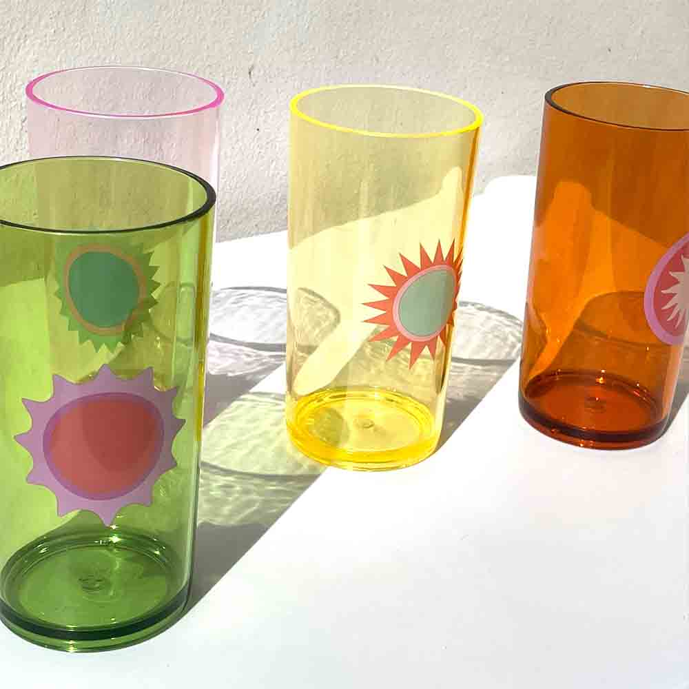 SUNNYLiFE Poolside Tall Tumbler Rio Sun Multi Set of 4