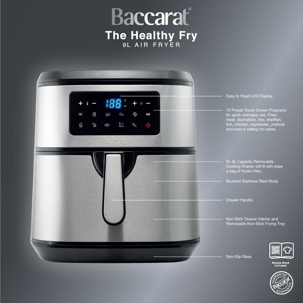 Baccarat The Healthy Fry 9L Air Fryer Silver