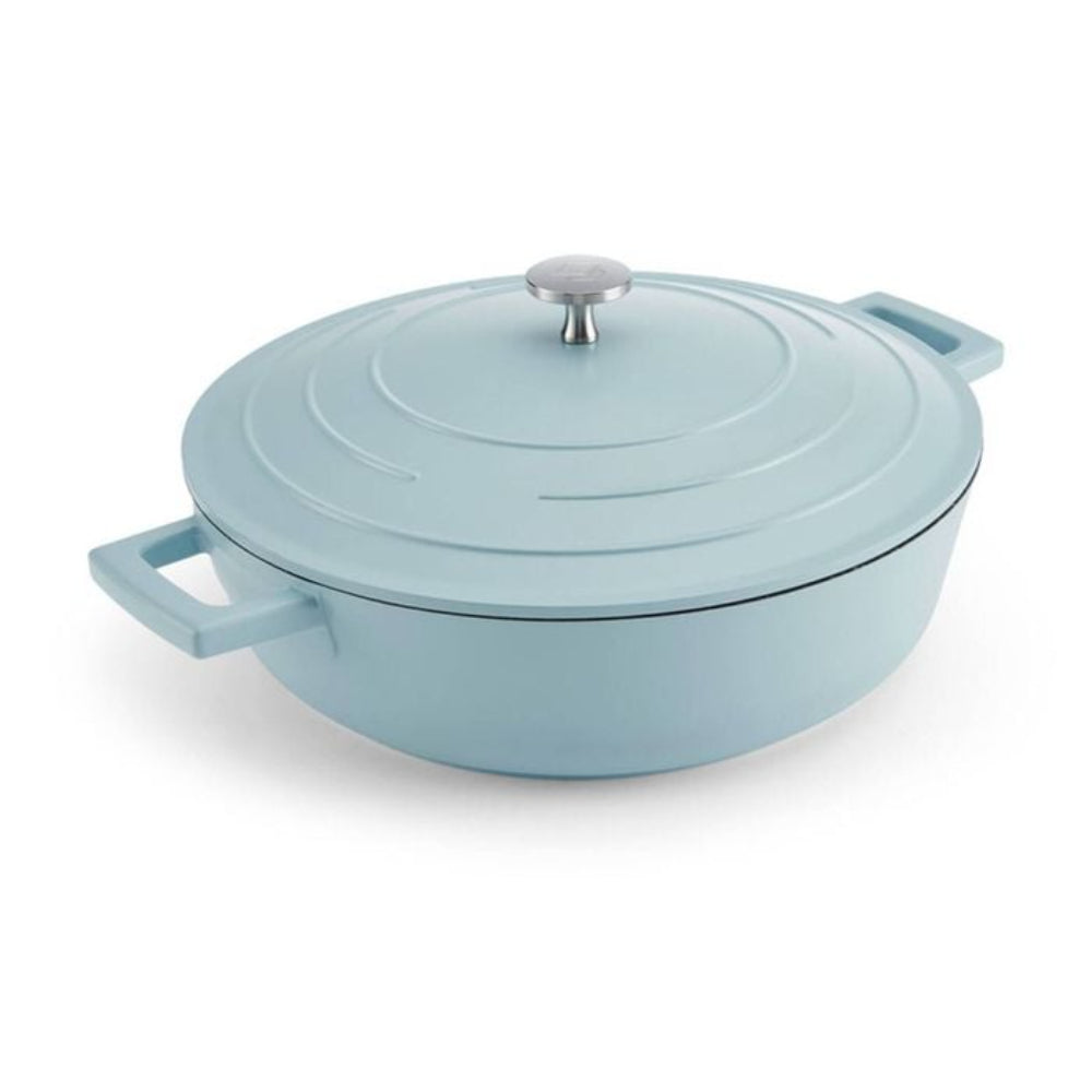 Mastercraft Shallow Casserole Dish Cast Aluminium 28cm Sky Blue