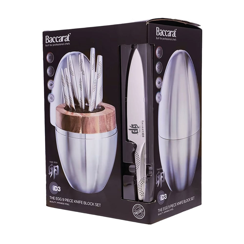 Baccarat ID3 Egg Knife Block 9 Piece Stainless Steel Knife Set at Robins Kitchen