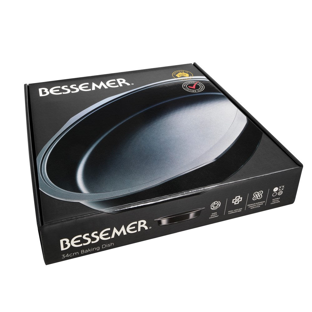 Bessemer Non Stick Round Baking Dish 34cm Black