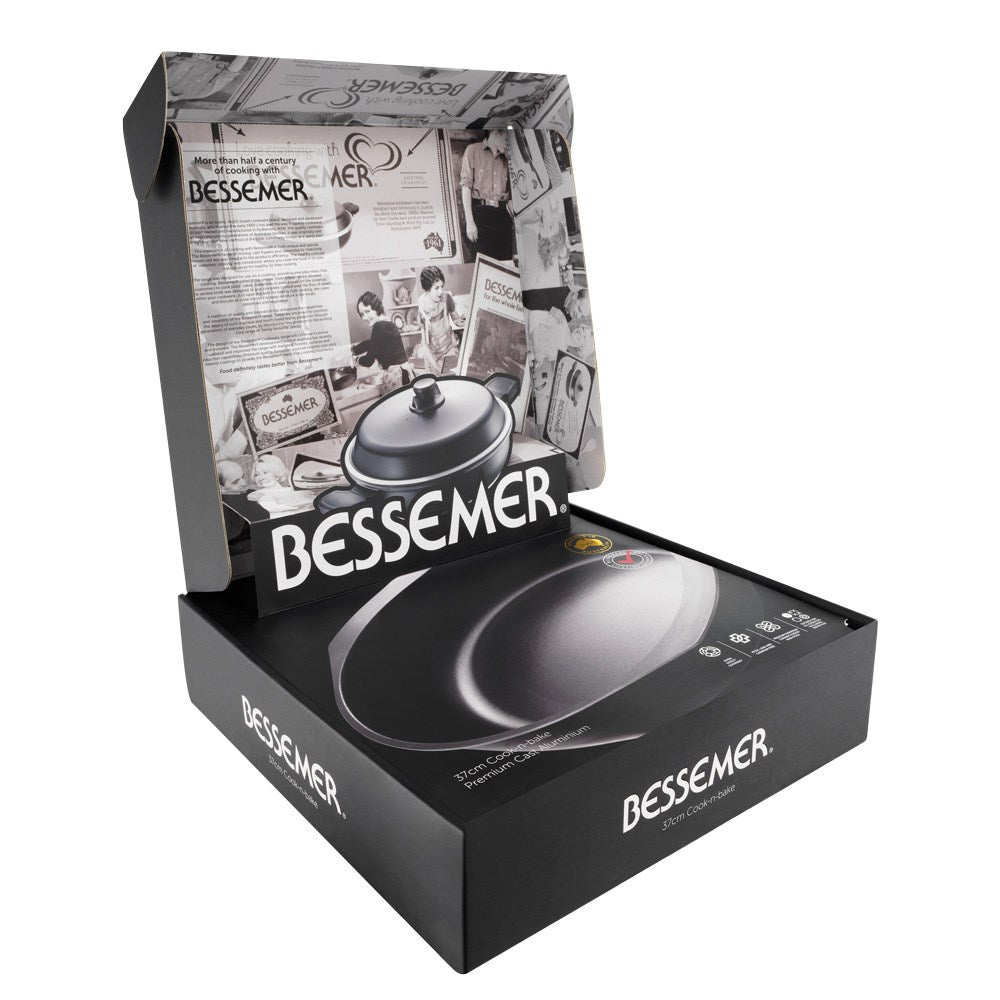 Bessemer Non Stick Round Cook n Bake 37cm Black