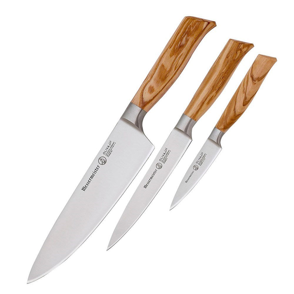 Messermeister Oliva Elite 3 Piece Starter Knife Set with Olive Wood Handles