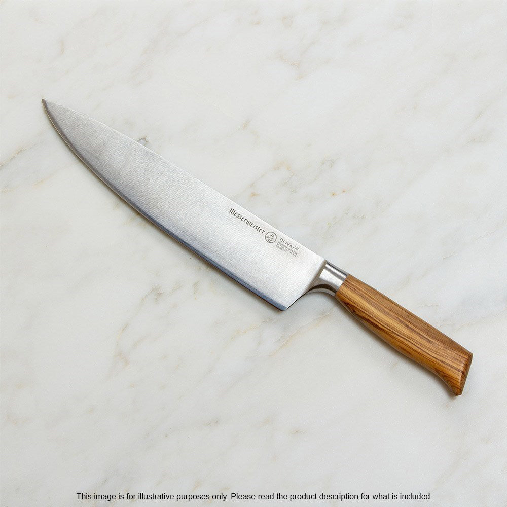 Messermeister Oliva Elite Stealth Chef Knife with Olive Wood Handle