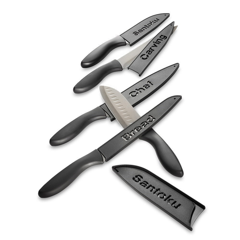 Scullery Kolori Stainless Steel 5-Piece Kitchen Knife Set Black