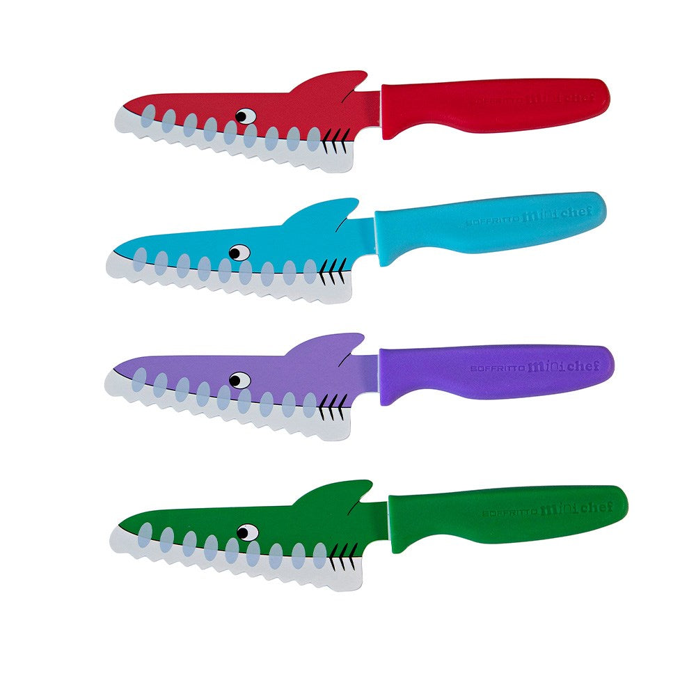 Four Soffritto Mini Chef 9cm Santoku Knife Shark In Assorted Colour Dispatch at Robins Kitchen