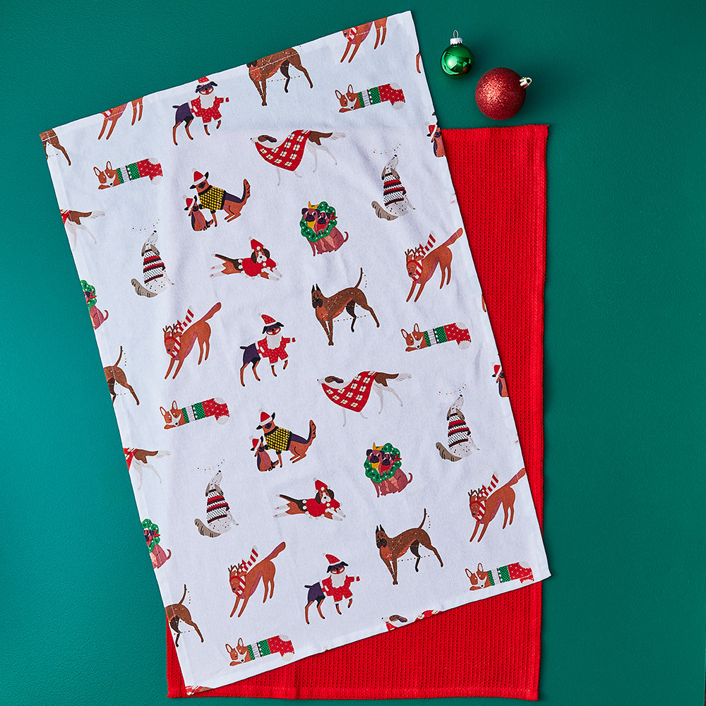 Ambrosia Santas Workshop IV Set of 2 Tea Towel