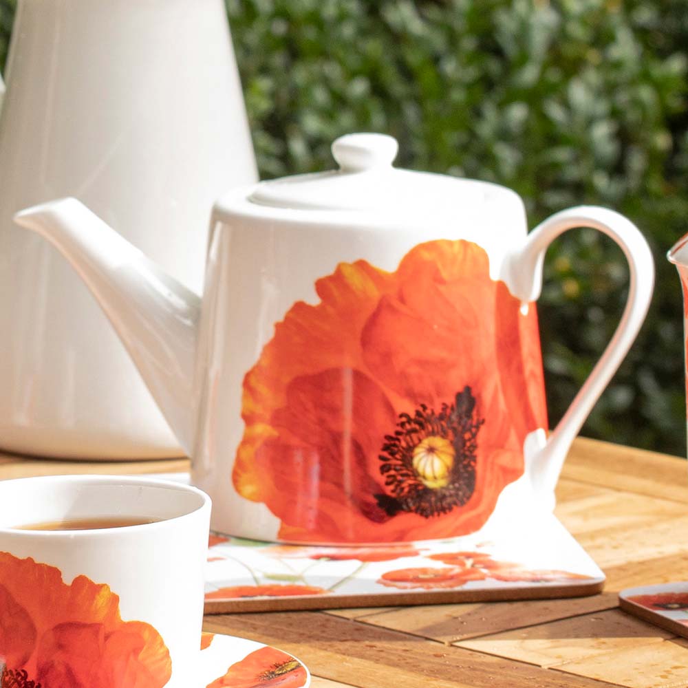 Ashdene Red Poppies 900ml Infuser Teapot Robins Kitchen