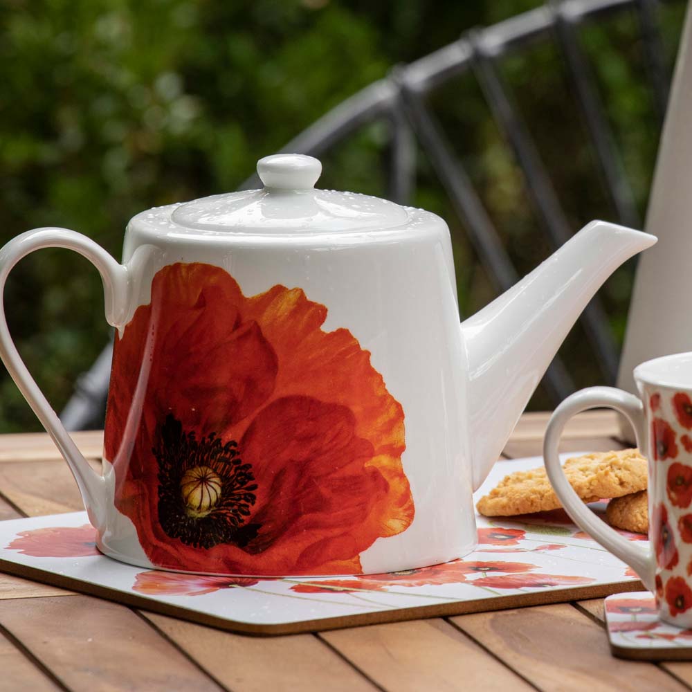 Ashdene Red Poppies 900ml Infuser Teapot Robins Kitchen