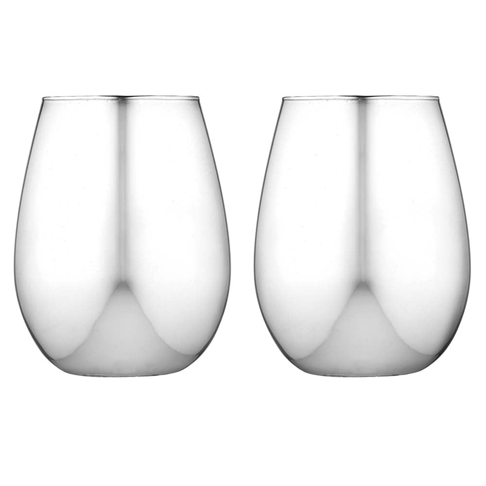 Tempa Aurora Set of 2 Glass Tumbler Silver