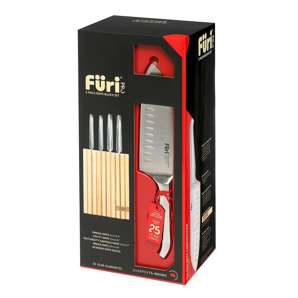 Furi Pro Wooden Knife Block Set 5 Piece