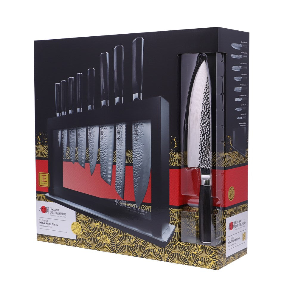 Baccarat Damashiro EMPEROR Hisa 9 Piece Knife Block