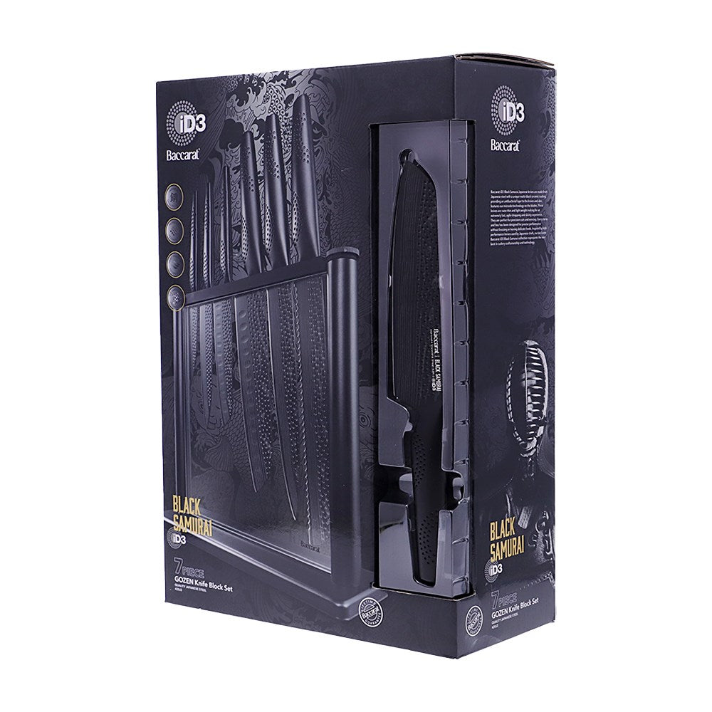 Baccarat ID3 Black Samurai Gozen Knife Block 7 Piece Knife Storage at Robins Kitchen