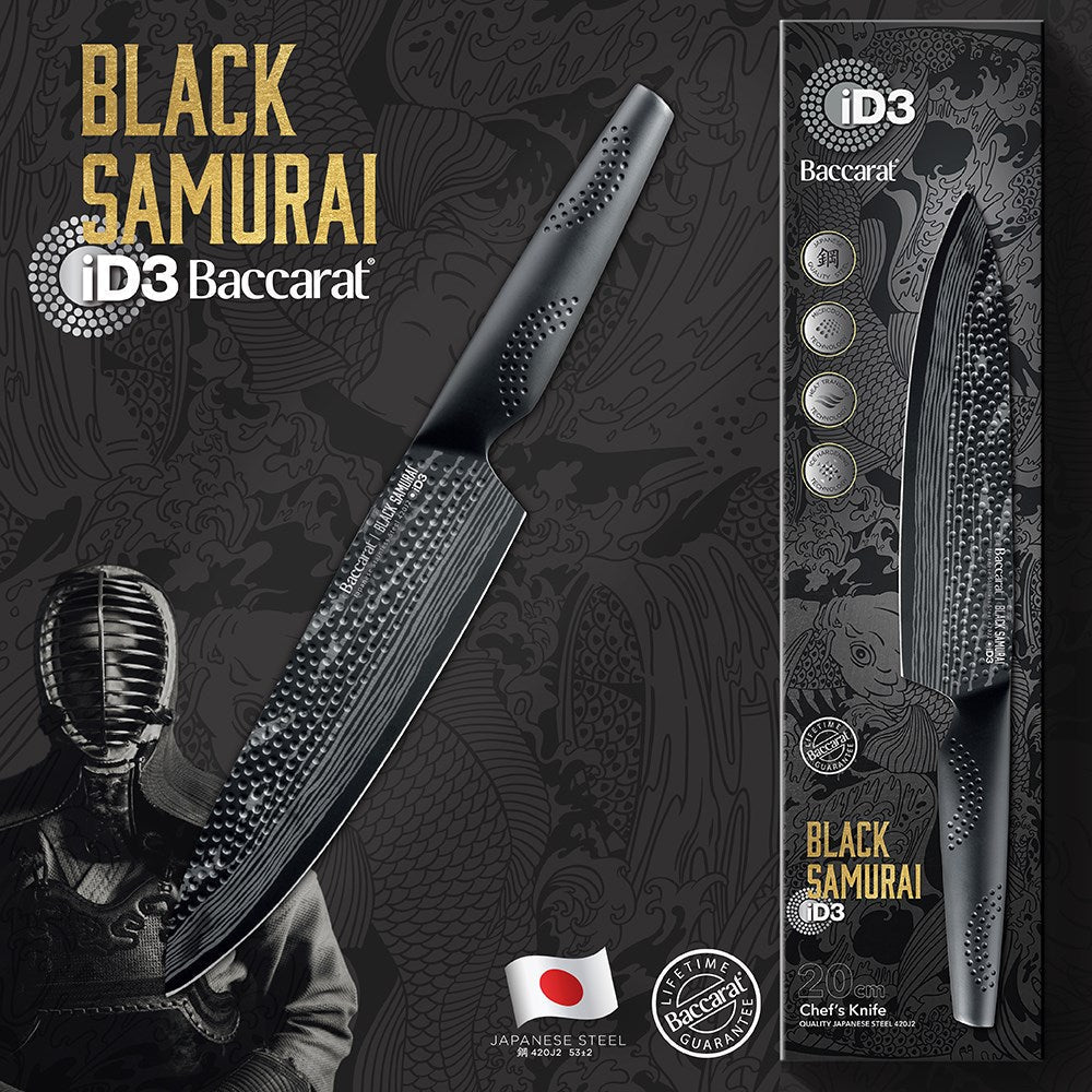 Baccarat ID3 Black Samurai Chef's Knife 20cm Japanese Steel Knives at Robins Kitchen