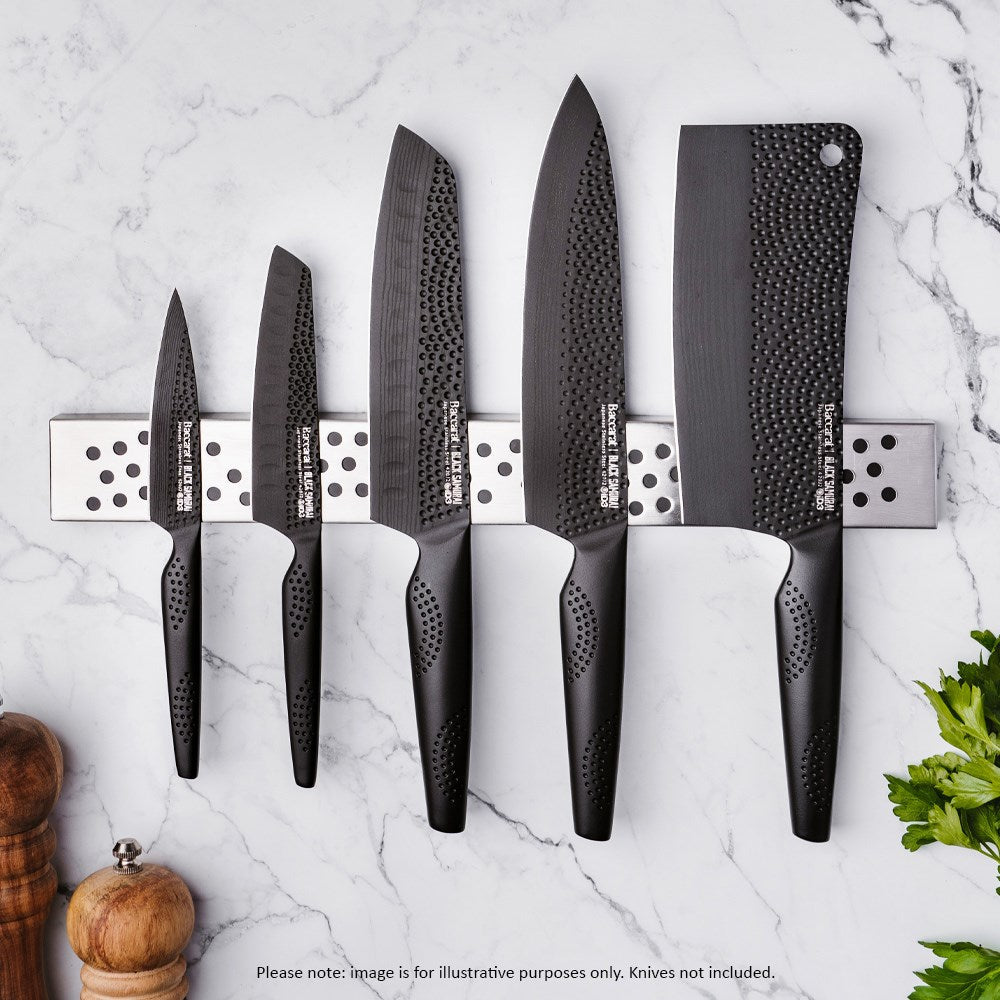 Baccarat ID3 Black Samurai Magnetic Wall Mount Knife Holder with Knives at Robins Kitchen