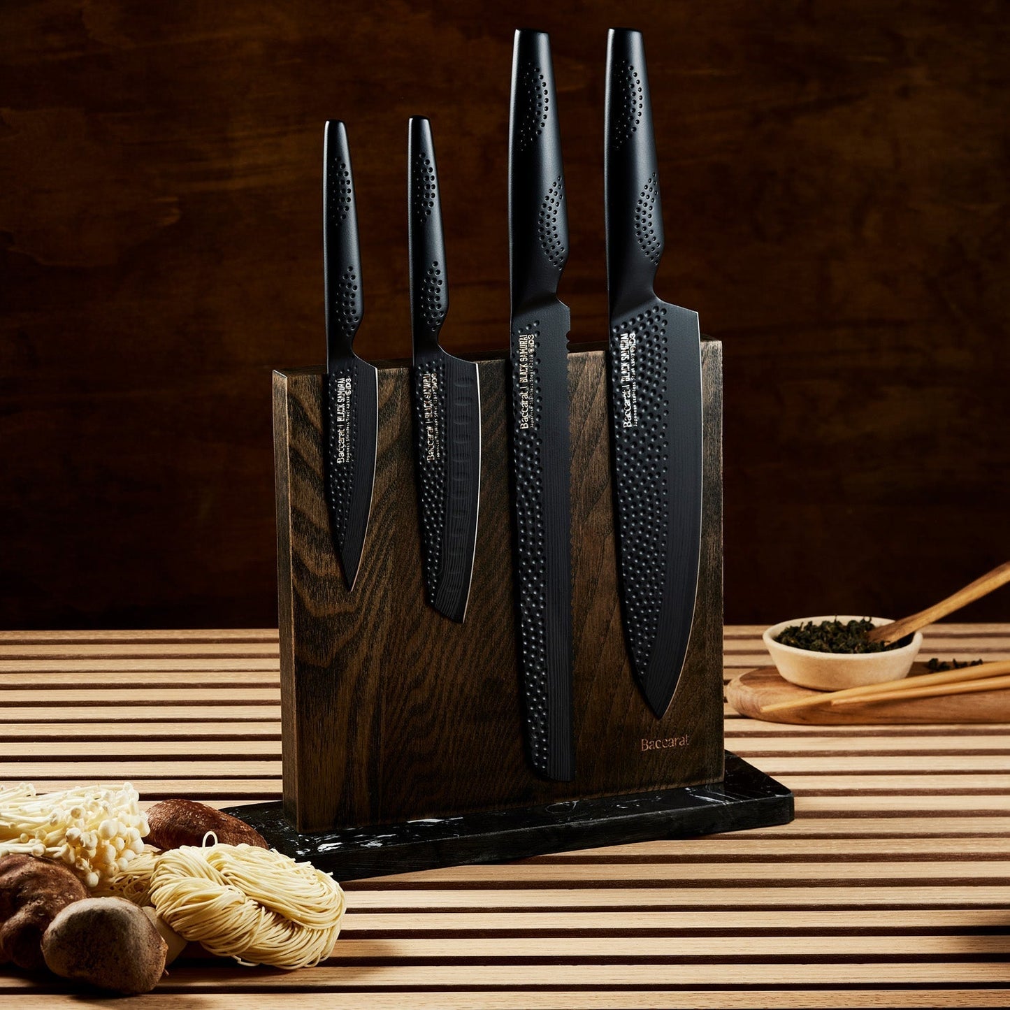 Baccarat ID3 Black Samurai 5-Piece Ona Knife Block Set Out of The Box at Robins Kitchen