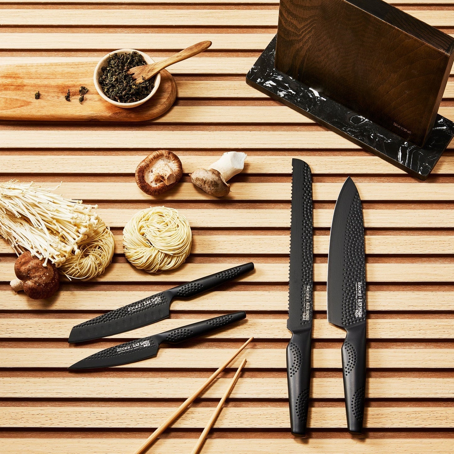 Baccarat ID3 Black Samurai 5-Piece Ona Knife Block Set Out of The Box at Robins Kitchen