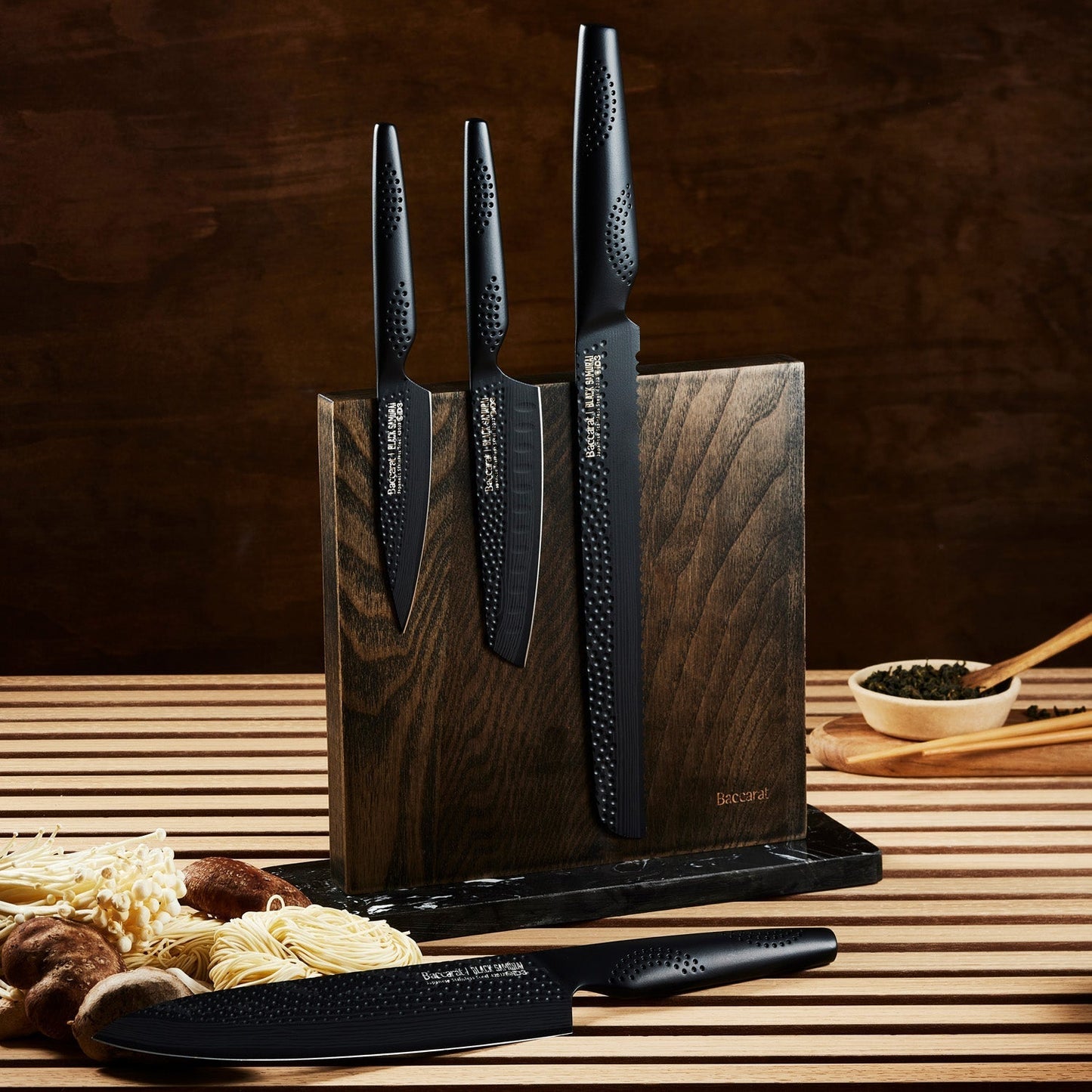 Baccarat ID3 Black Samurai 5-Piece Ona Knife Block Set Out of The Box at Robins Kitchen