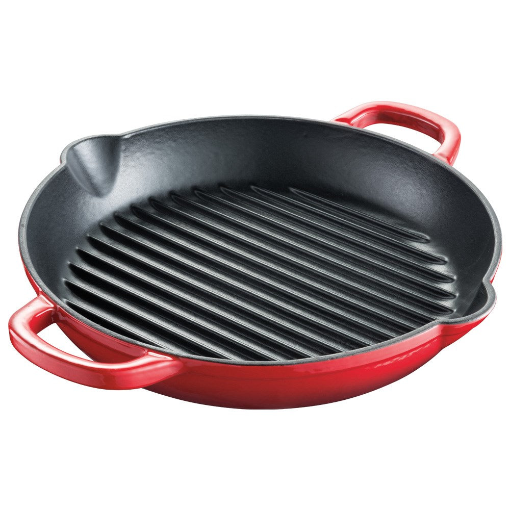 Baccarat Le Connoisseur Cast Iron Round Grill Pan Red