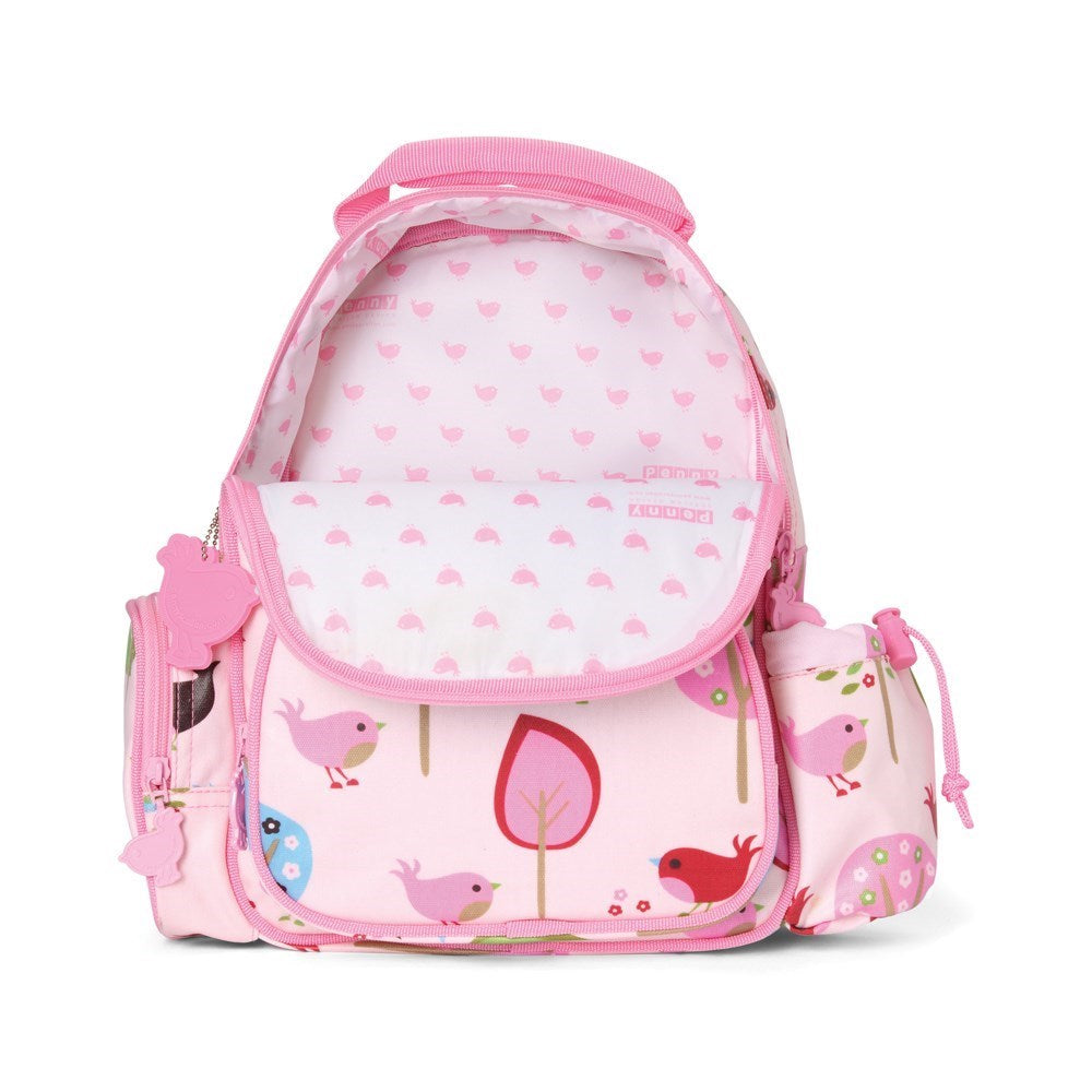 Penny Scallan Chirpy Bird Medium Cotton Canvas Backpack 26 x 34 x 16cm