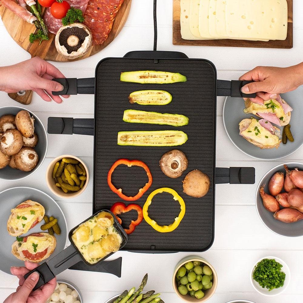 Swissmar Valais 8-Person Raclette Party Grill with Reversible Grill Plate Base