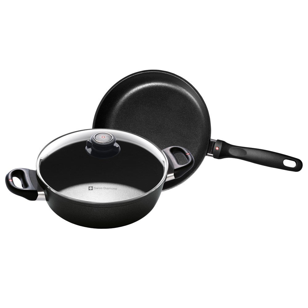 Swiss Diamond XD Nonstick Casserole and Fry Pan Set 24cm