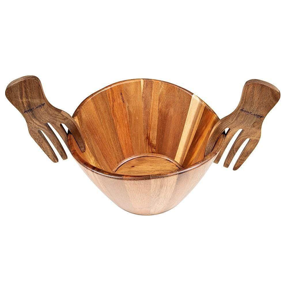 Alex Liddy Acacia Wooden Salad Bowl with Claw Servers 30cm for Serving Salads Top at Robins Kitchen